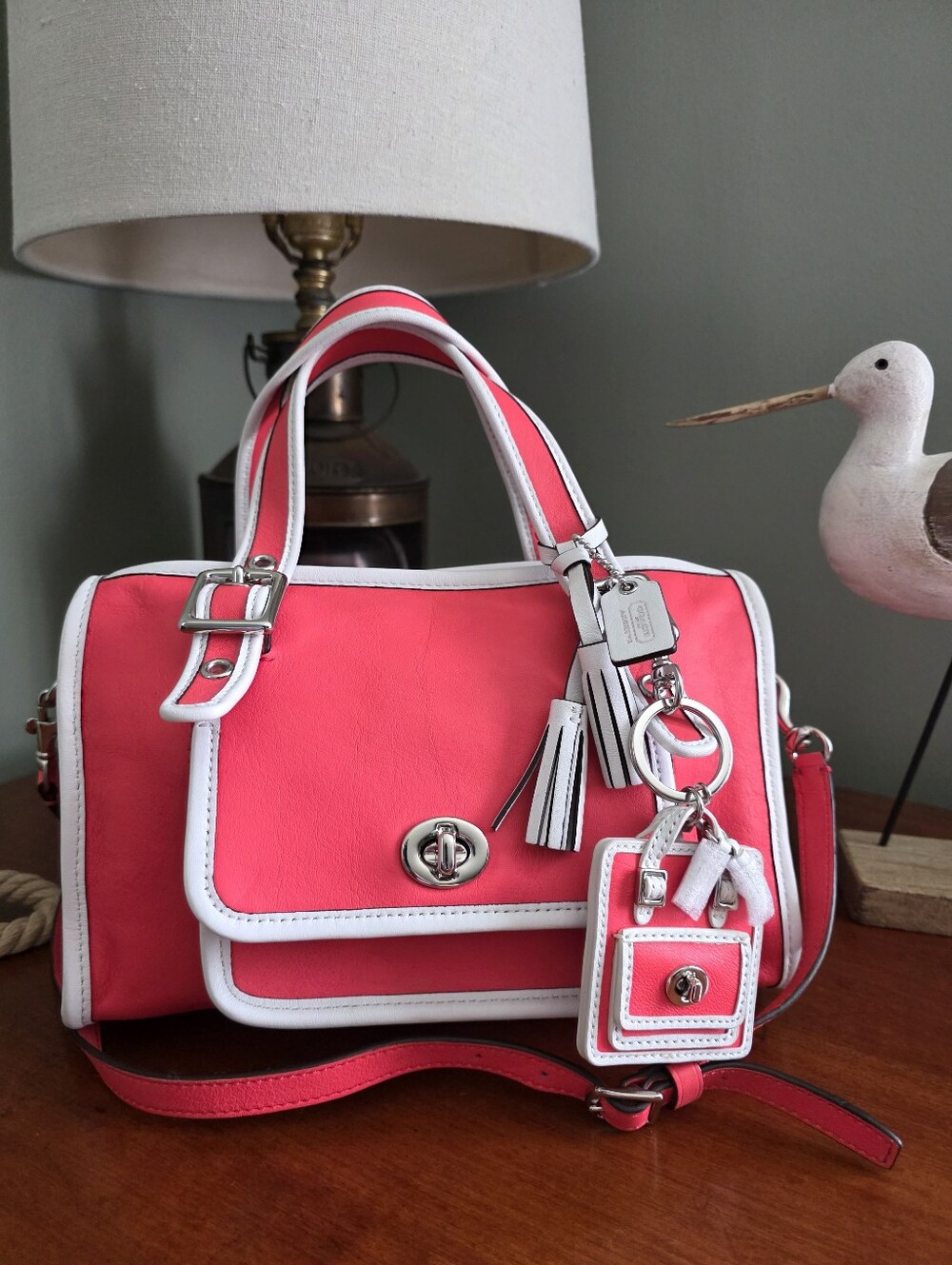 Coach Legacy Archive Mini Turnlock Satchel Watermelon Pink Charm Bag Y2K